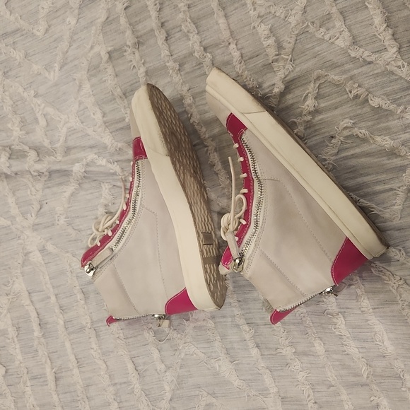 White w/ bright pink accents Giuseppe Zanotti high top sneakers size 39.5 - Picture 5 of 12